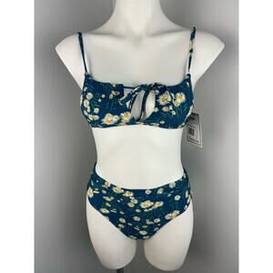 California Sunshine Daisy Print High Waisted Bikini Small